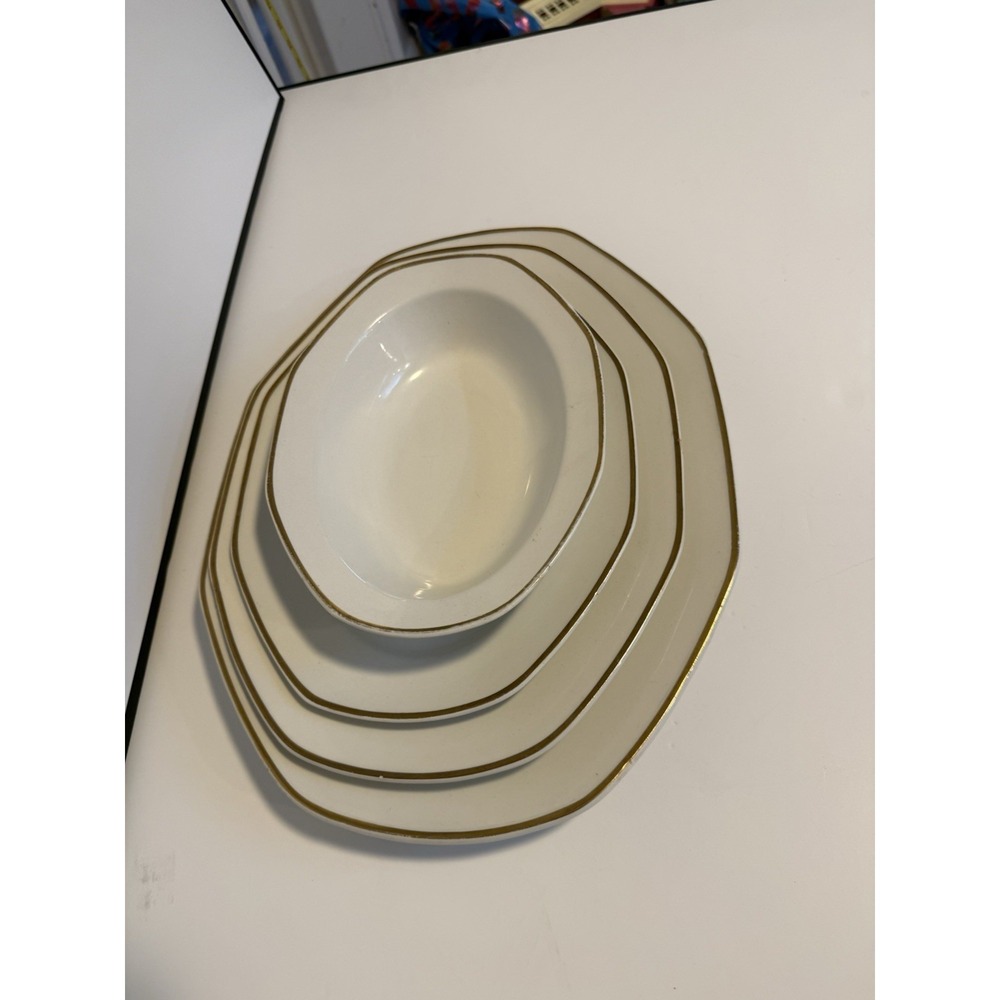 Rare WH Grindley Excelsior Antique Ironstone Octagonal Platters + Oval Bowl 1910 - Picture 6 of 16